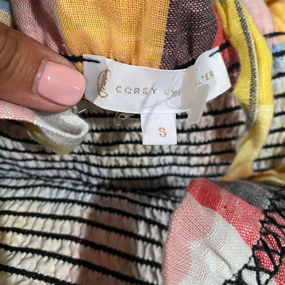 Anthropologie Corey Lynn Calter Colorful Plaid Sundress with‎ Yellow Bag - Picture 4 of 6